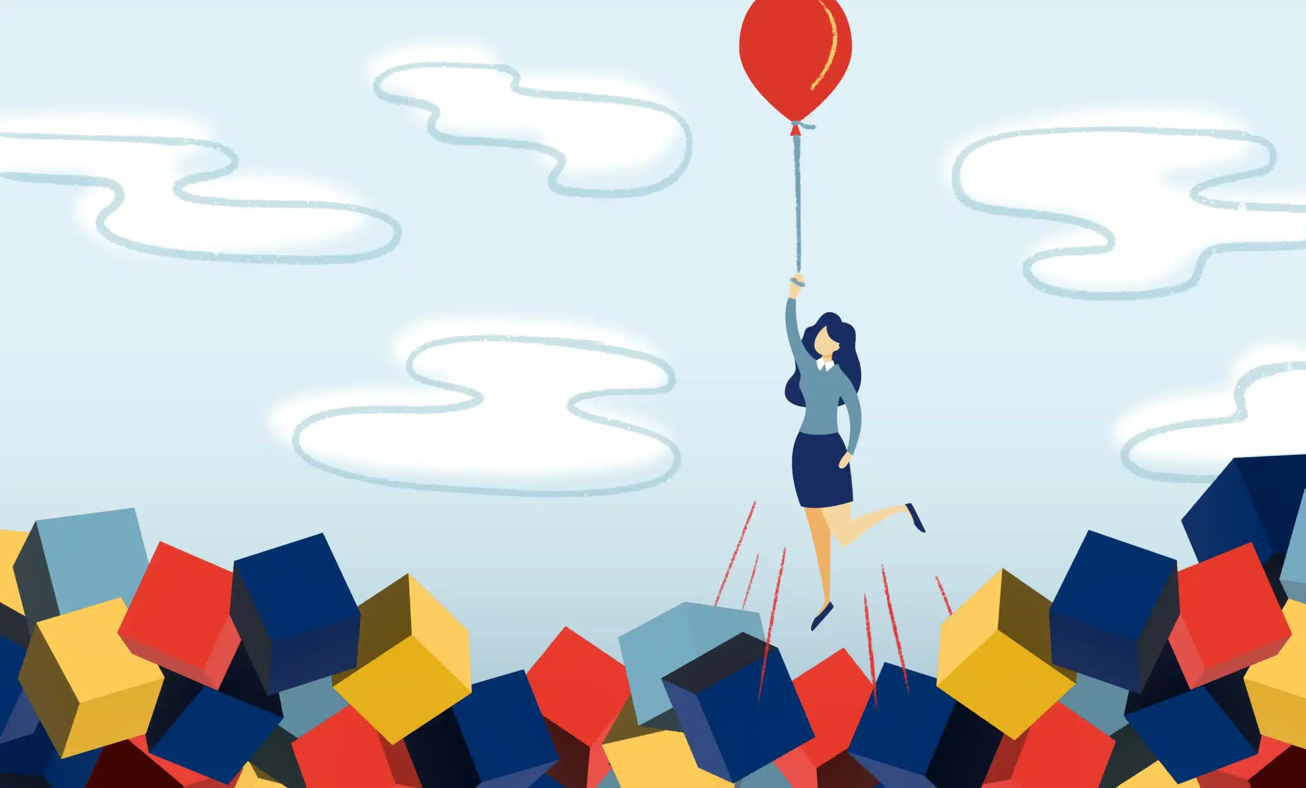 Brand messaging via balloon rising above clutter
