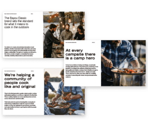 example of vision and audience guide developed by bbr creative for bayou classic brand development