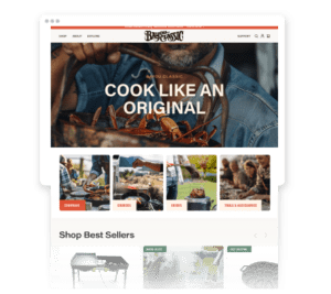 example of a website landing page developed by bbr creative for bayou classic brand development