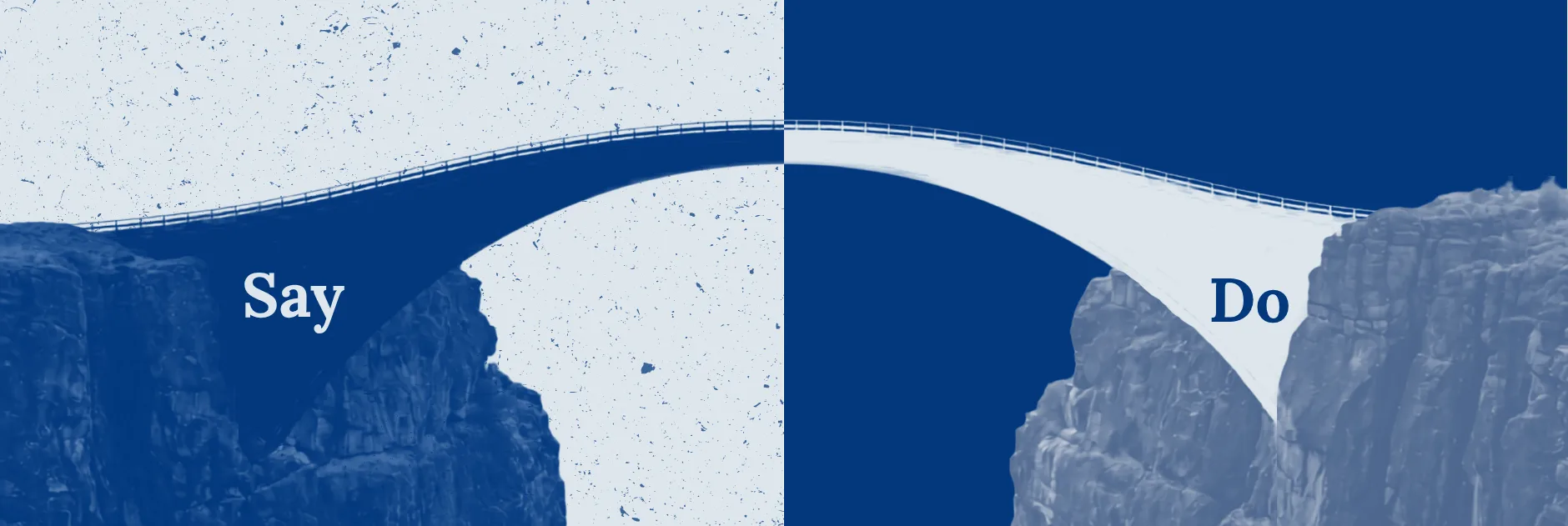 Illustration of a bridge connecting the words "Say" and "Do," symbolizing the alignment between brand messaging and brand authenticity.